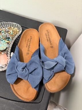 Jeffrey Campbell Dusty Blue Knotted Slide Mules